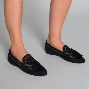 Tod’s Macrame Black Suede Loafer NWB, Size 42